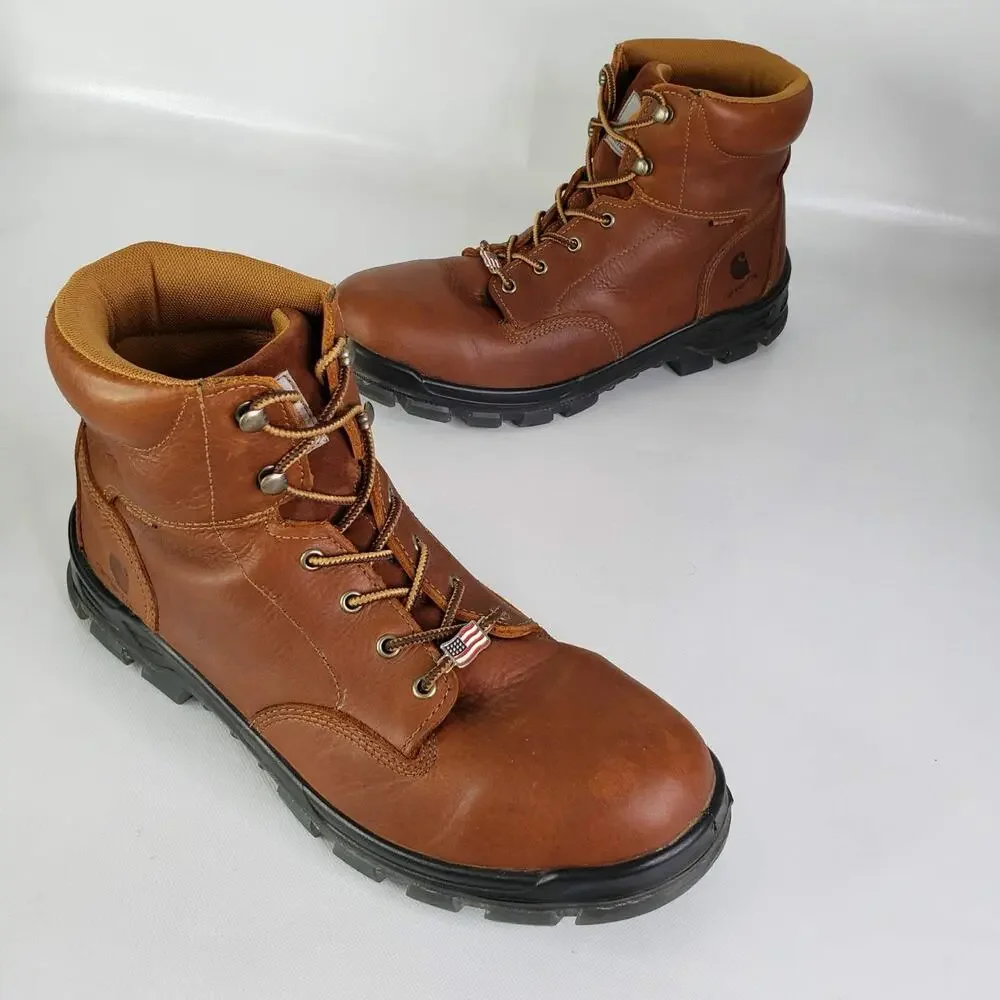 Carhartt Work Boots 6-inch Waterproof Comp Toe Mens Size 14 M Brown Leather